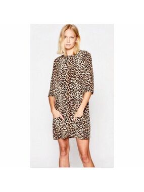 Equipment Femme Aubrey 100% Silk Dress Leopard Animal Print Sz S